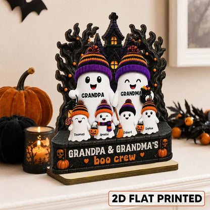 2-Layer Wooden Plaque, Grandpa and Grandma's Boo Crew Haunted House