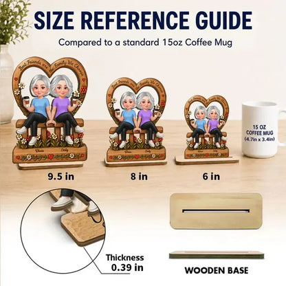 2-Layer Wooden Plaque, Best Friends Floral Bench Design