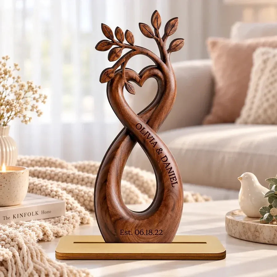2-Layer Wooden Plaque, Personalized Infinity Heart Tree