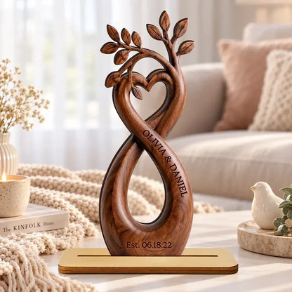 2-Layer Wooden Plaque, Personalized Infinity Heart Tree
