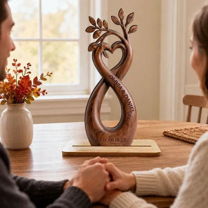 2-Layer Wooden Plaque, Personalized Infinity Heart Tree