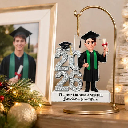 2-Layer Wooden Plaque, Personalized Graduate in Cap and Gown