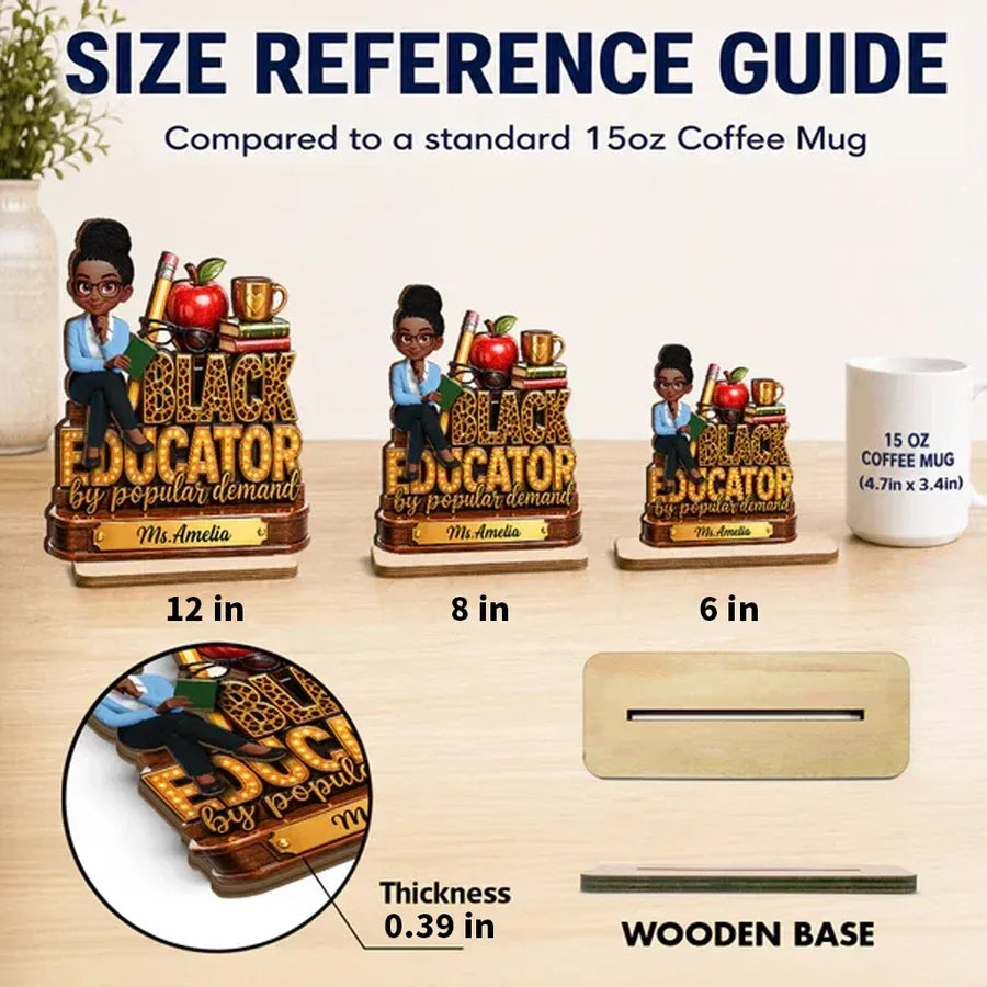 2-Layer Wooden Plaque, Black Educator Classroom Design