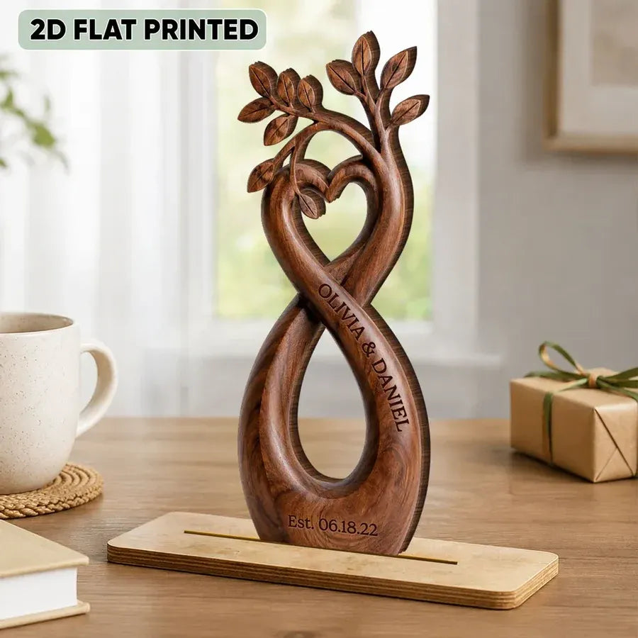 2-Layer Wooden Plaque, Personalized Infinity Heart Tree