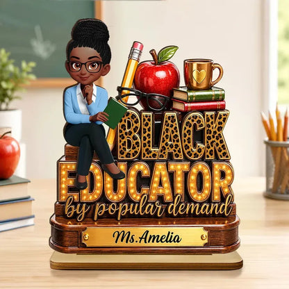 2-Layer Wooden Plaque, Black Educator Classroom Design