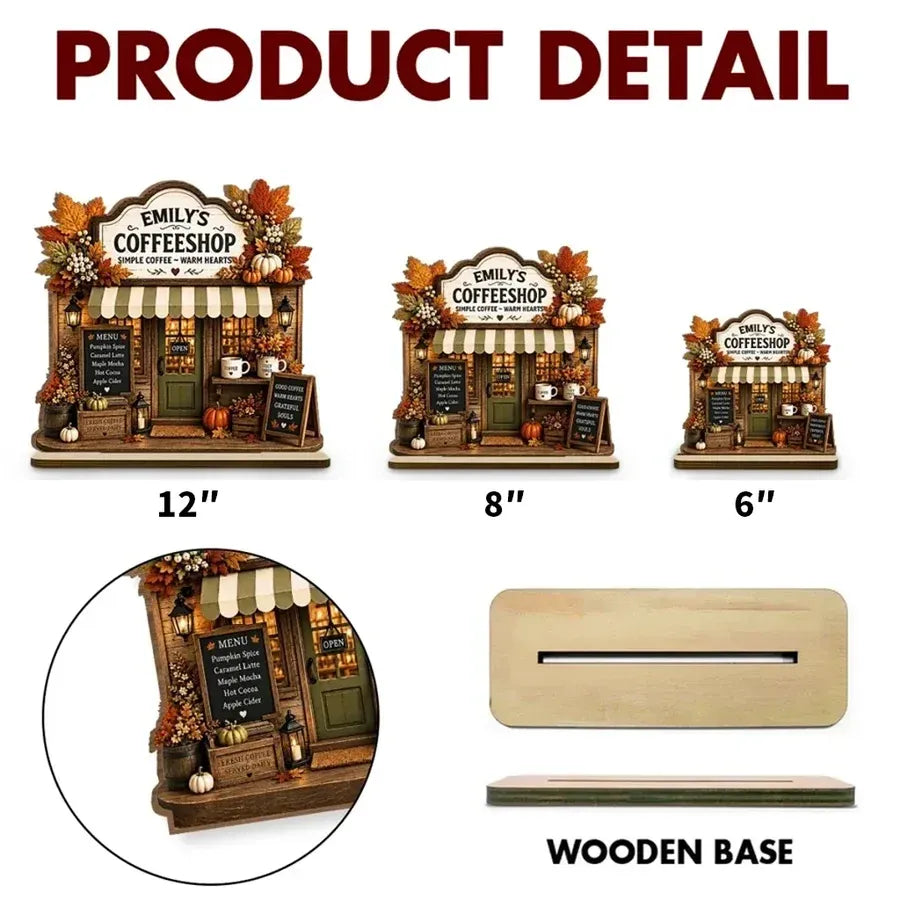 2-Layer Wooden Plaque, Personalized Warm Hearts Coffee Shop