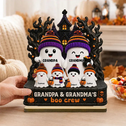 2-Layer Wooden Plaque, Grandpa and Grandma's Boo Crew Haunted House