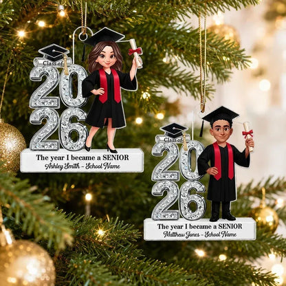 2-Layer Wooden Plaque, Personalized Graduate in Cap and Gown