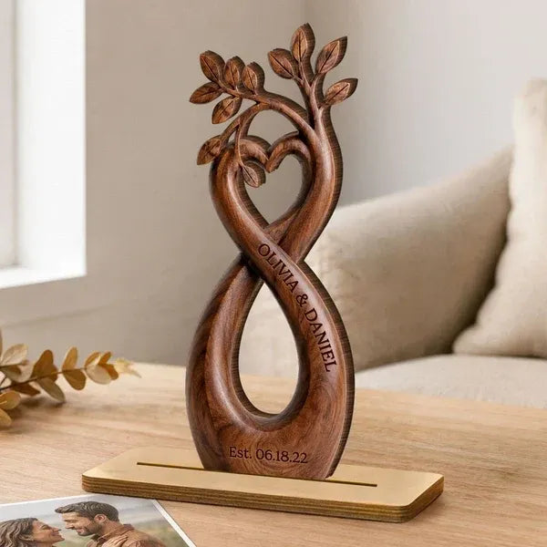 2-Layer Wooden Plaque, Personalized Infinity Heart Tree