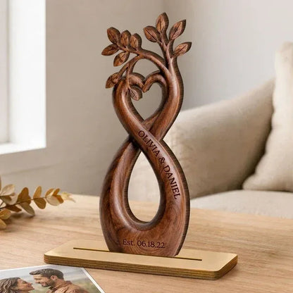 2-Layer Wooden Plaque, Personalized Infinity Heart Tree