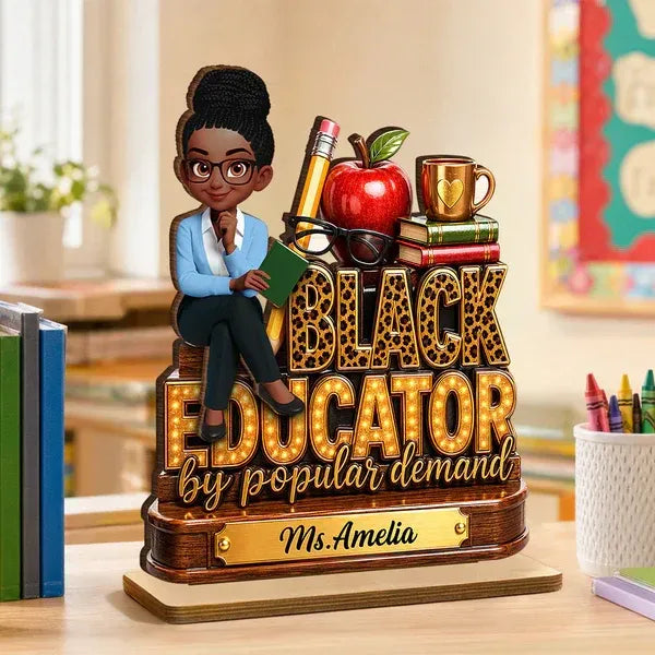 2-Layer Wooden Plaque, Black Educator Classroom Design