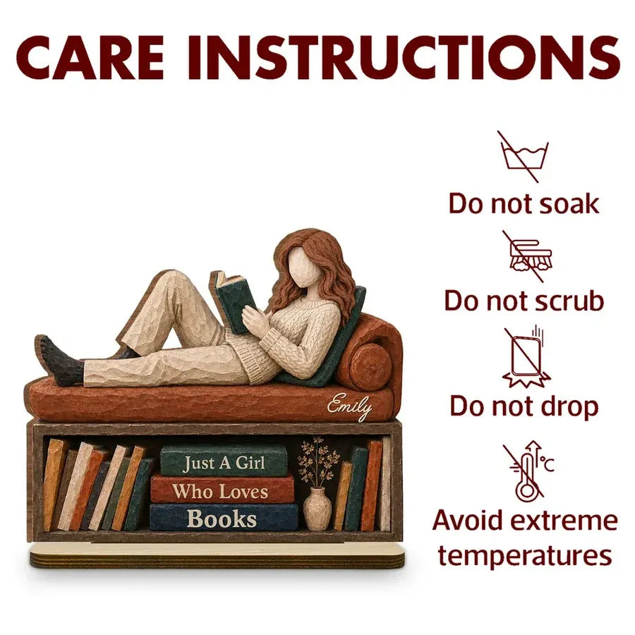 2-Layer Wooden Plaque, Personalized Reader and Bookcase Scene