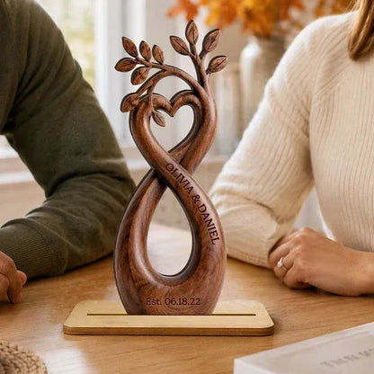 2-Layer Wooden Plaque, Personalized Infinity Heart Tree