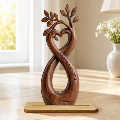 2-Layer Wooden Plaque, Personalized Infinity Heart Tree