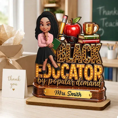2-Layer Wooden Plaque, Black Educator Classroom Design